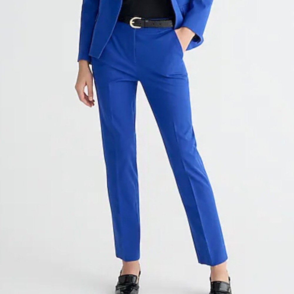 J. Crew Blue Kate Straight-leg Bi-stretch Cotton Blend Pants 00 Petite 00P